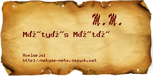Mátyás Máté névjegykártya