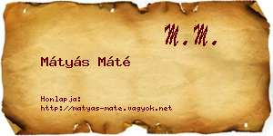 Mátyás Máté névjegykártya